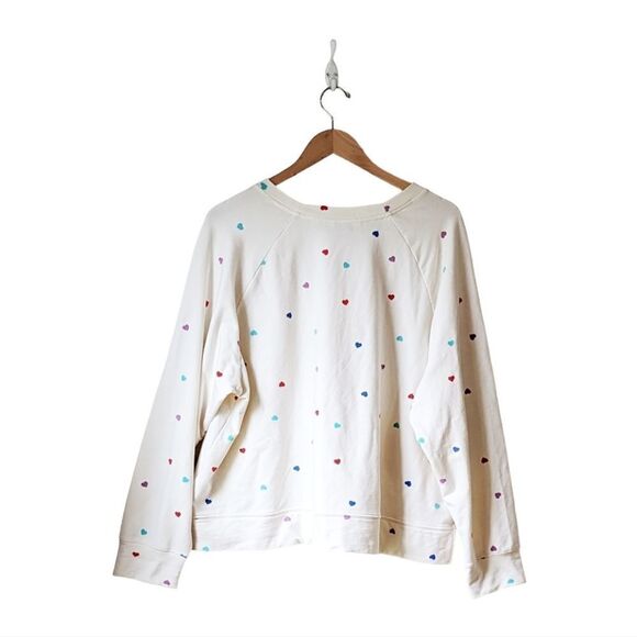 WILDFOX Hearts Slouchy Cozy Luxe Stretch Lounge Shirt in Oatmeal sz XXL - Picture 7 of 12